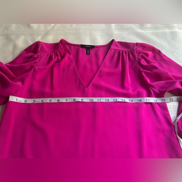 Aqua Vibrant Pink Blouse with Ruffle Details - Picture 9 of 11